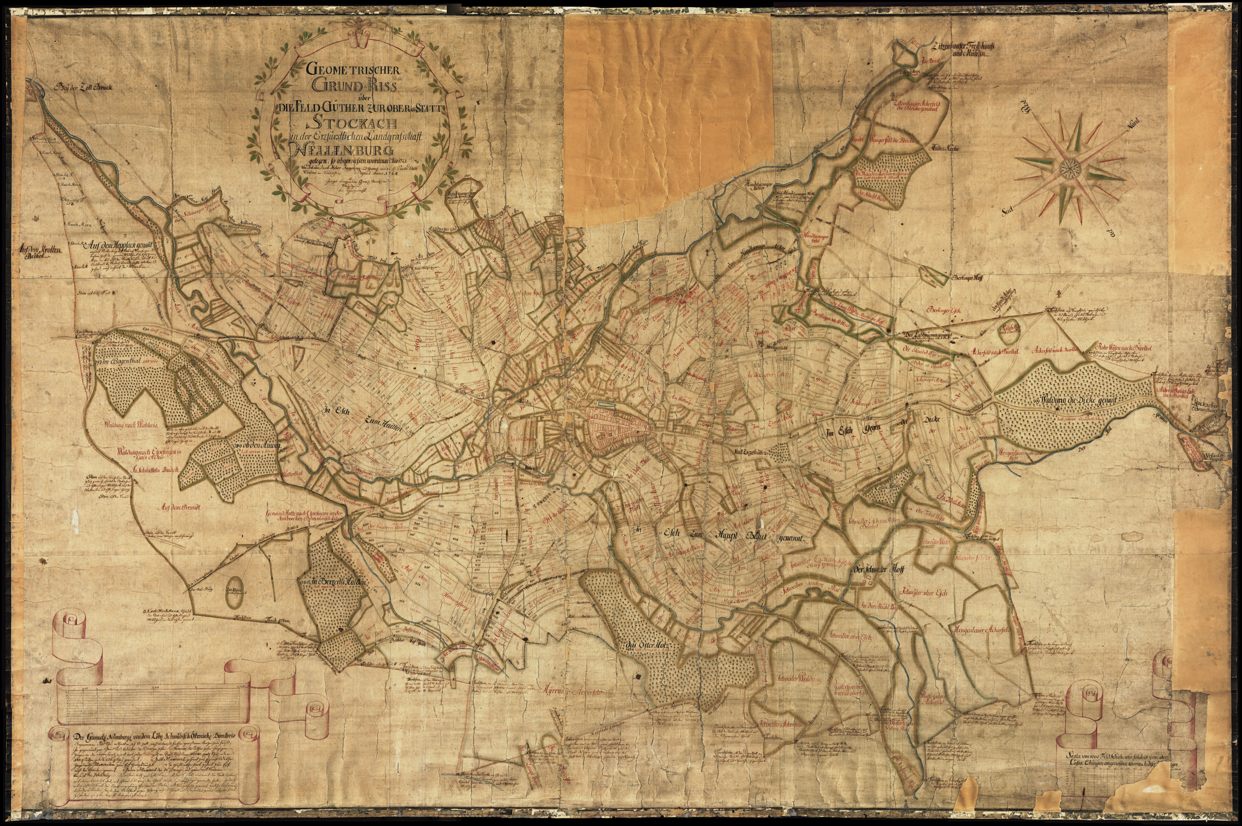  Geometrischer Grundriss über die Feldgüter zur Oberstadt Stockach‘ von 1721 