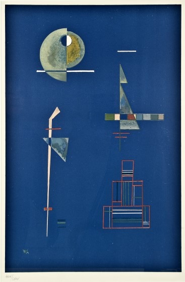  Wassily Kandinsky, Composition sur fond bleu, 1929, urheberrechtsfrei 