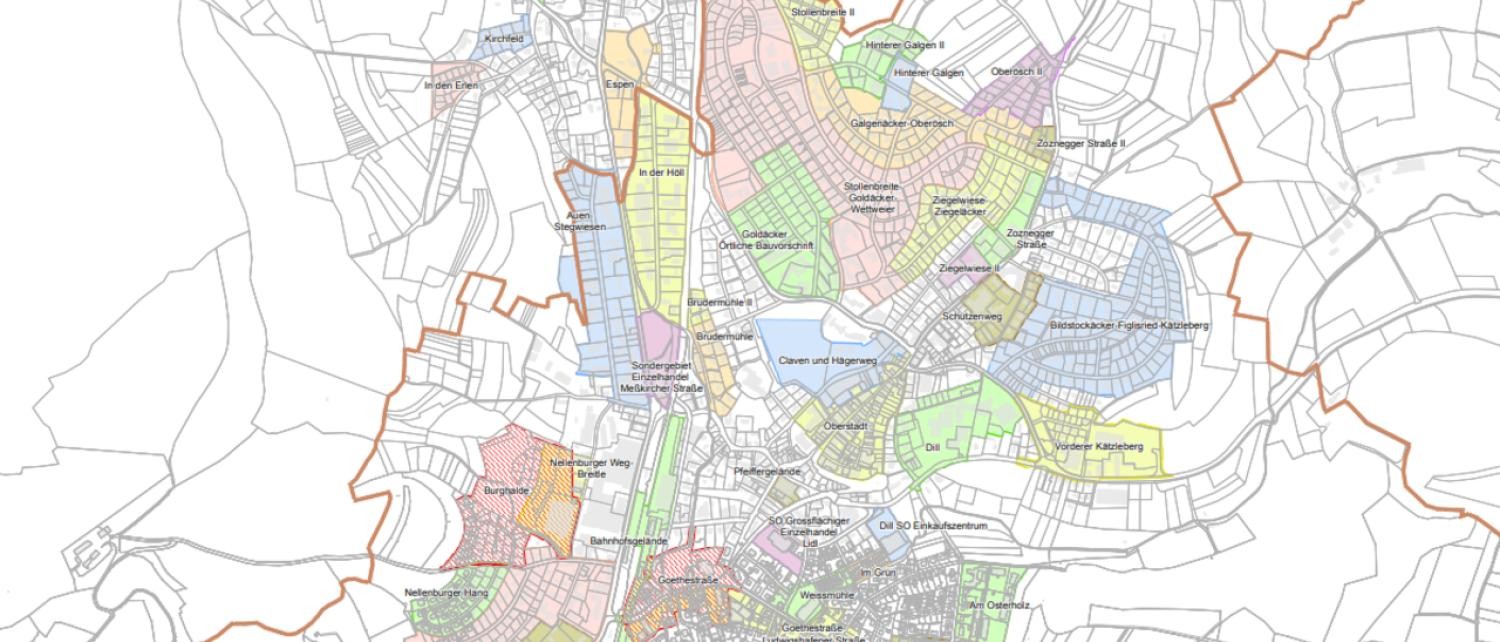 Stadtkarte der Stadt Stockach mit ihren Ortsteilen
