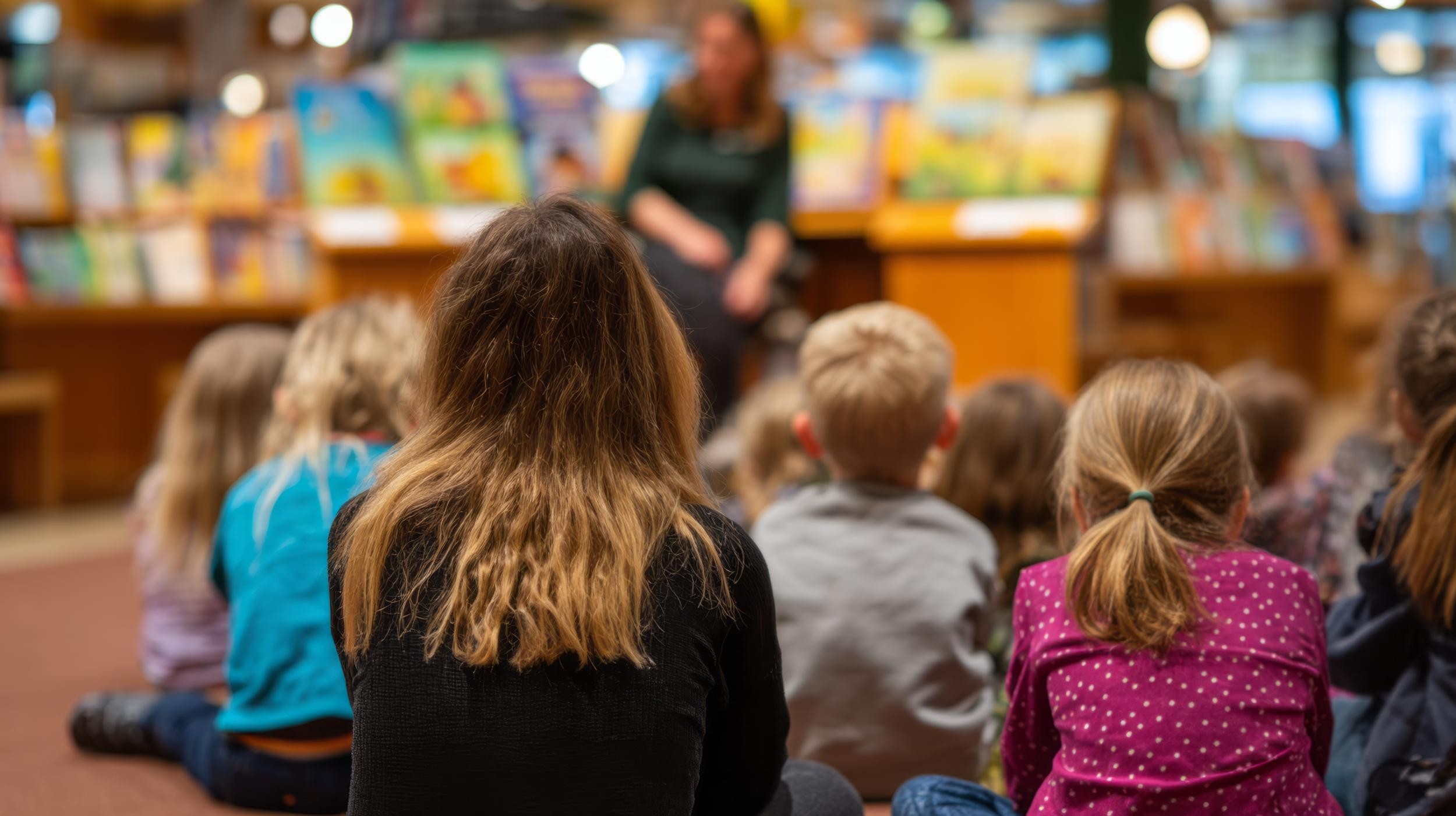 Man sieht Kinder von hinten bei einer Veranstaltung