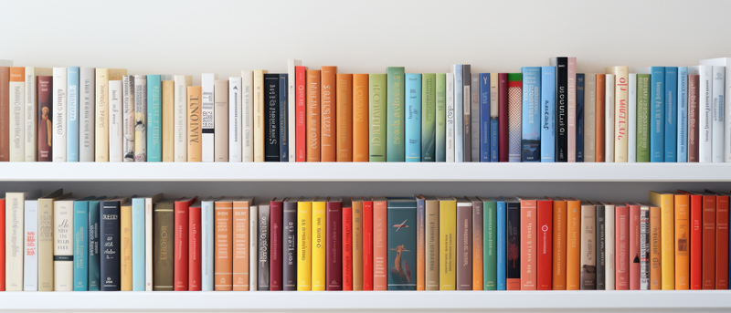 Bücherregal mit vielen bunten Büchern