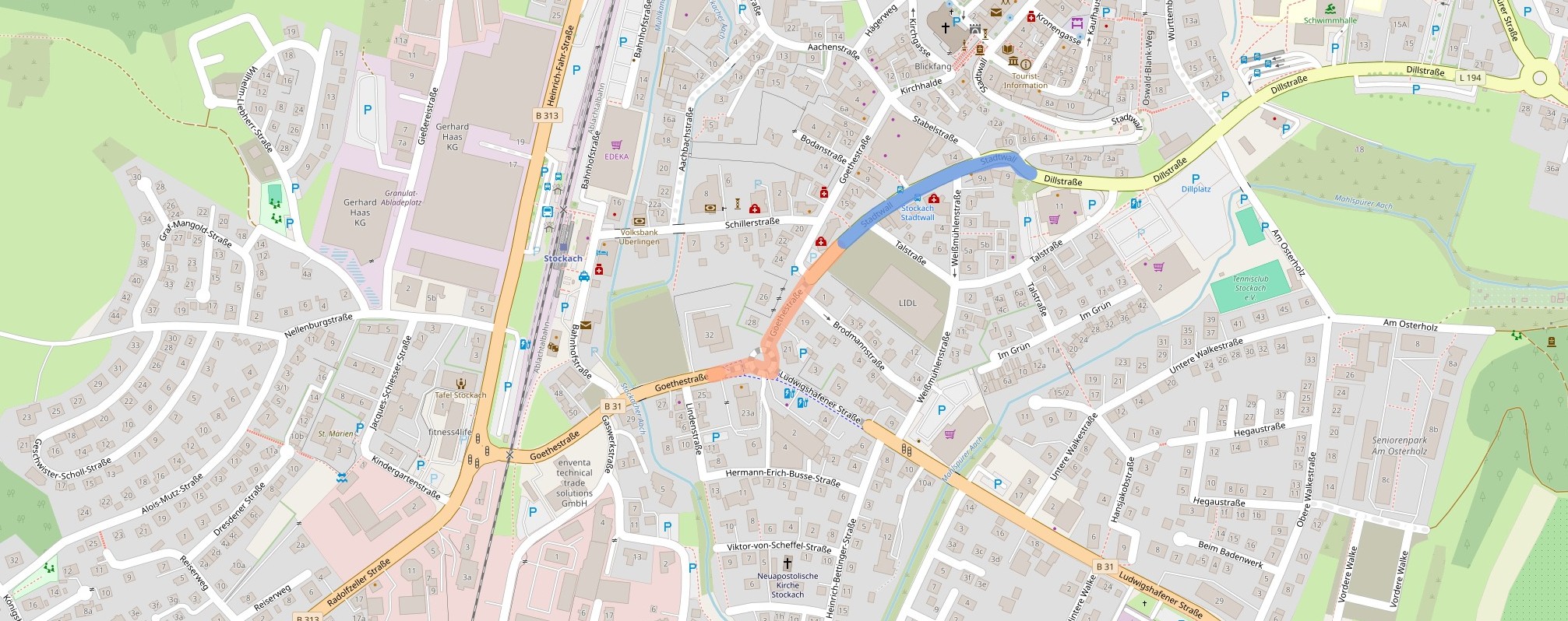 Ausschnitt einer Straßenkarte