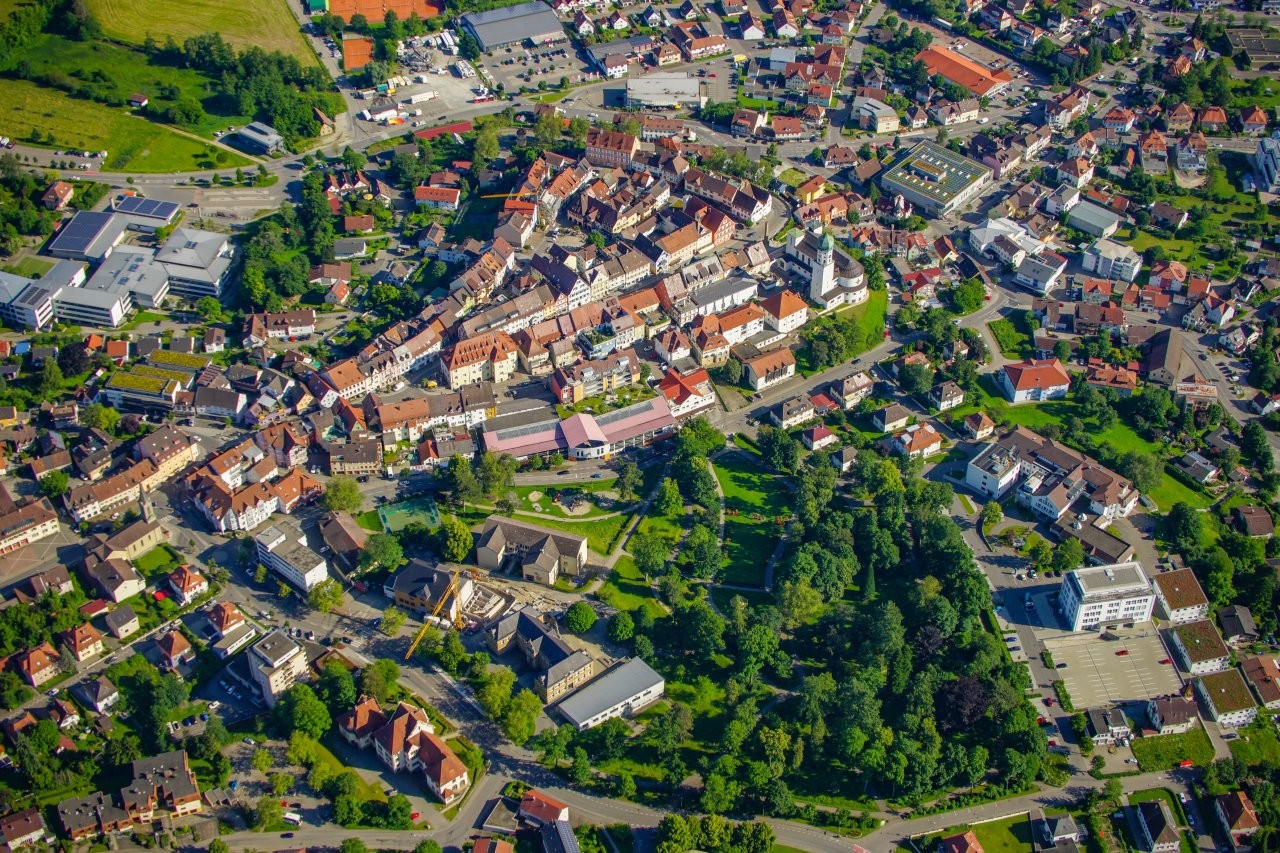 Luftaufnahme der Stockacher Innenstadt